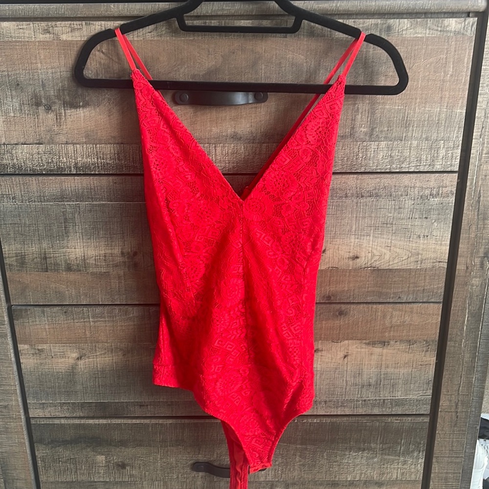 Red lace bodysuit